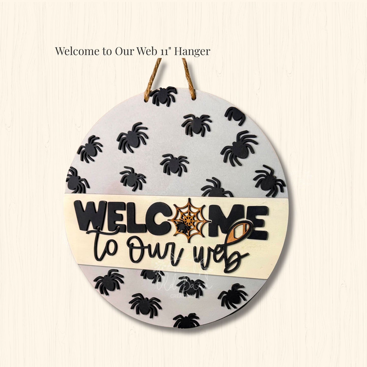 Hand Painted Spider Web Door Hanger – Rustic Halloween Decor