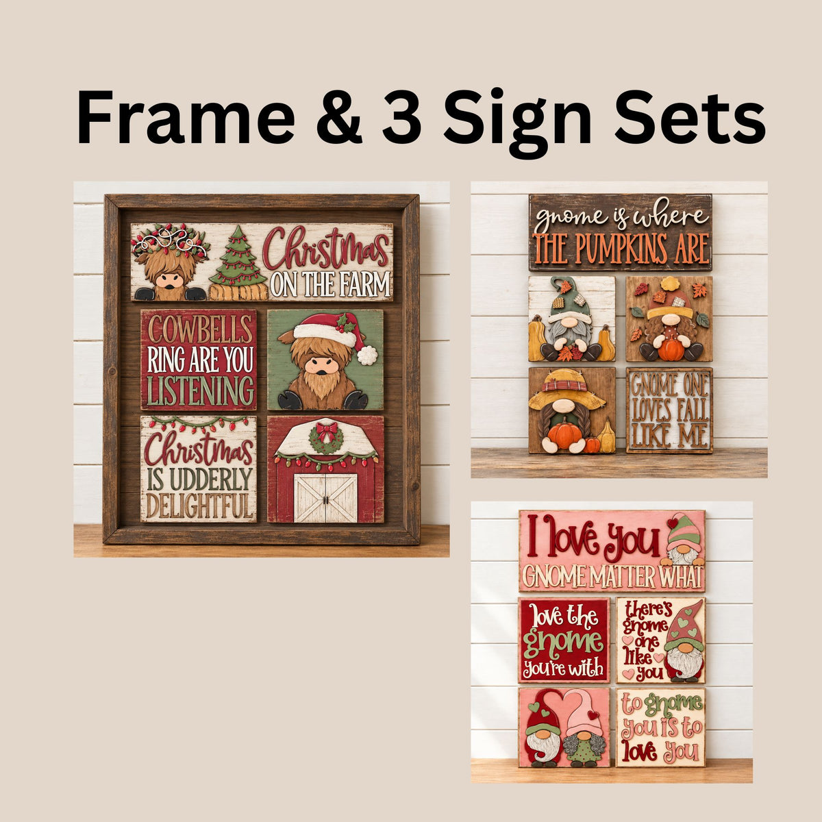 Gnome & Highlands - Large Leaning Frame & Interchangeable Sign Sets