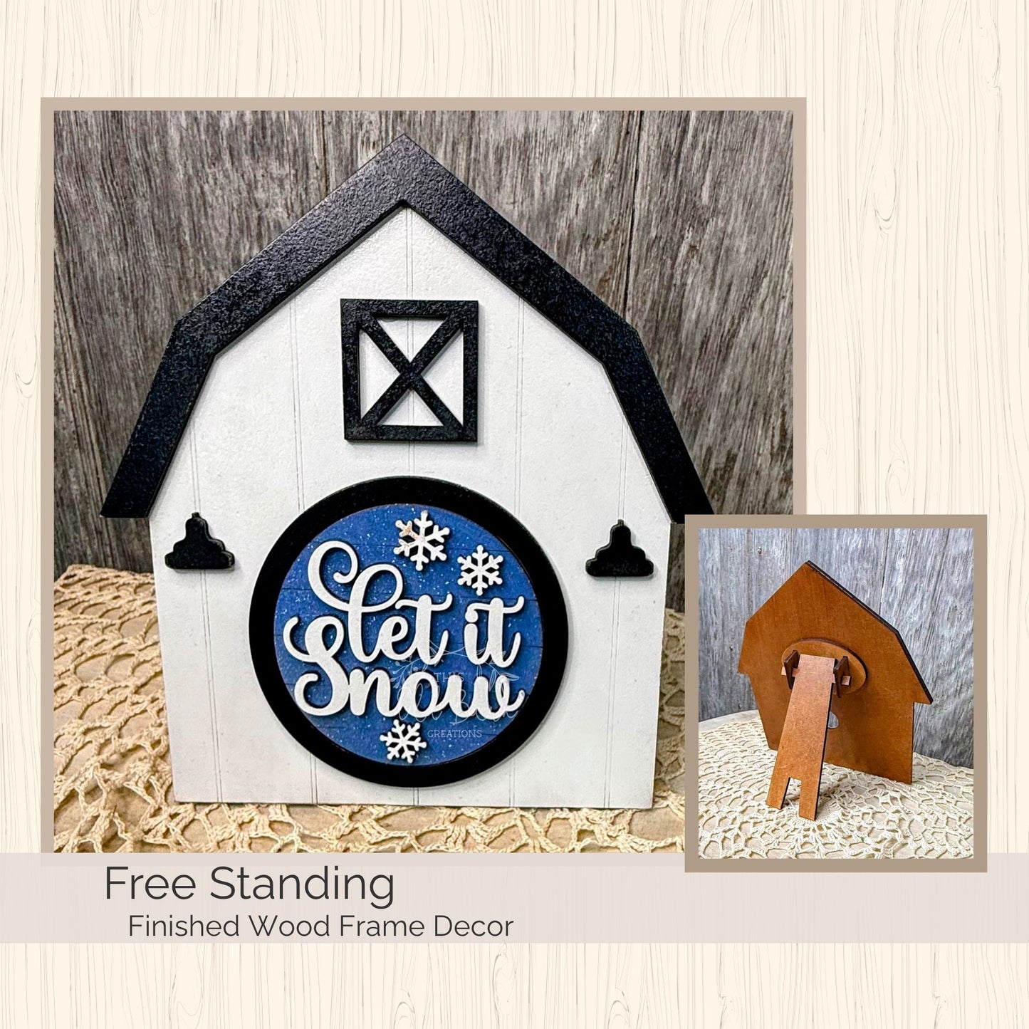 FarmHouse Rounds Barn Frame Base | Hand Painted | Interchangeable 3" Round Display | Red or White