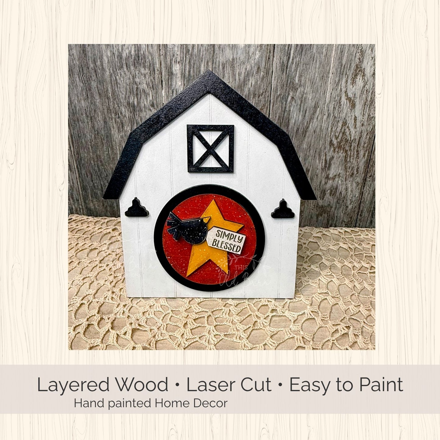 FarmHouse Rounds Barn Frame Base | Hand Painted | Interchangeable 3" Round Display | Red or White