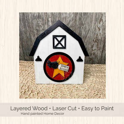 FarmHouse Rounds Barn Frame Base | Hand Painted | Interchangeable 3" Round Display | Red or White