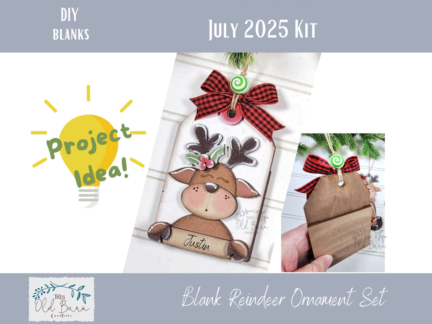 DIY Reindeer Ornament Kit – Blank Wood Christmas Craft